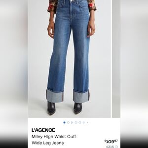 L'AGENCE Miley High Waist Blue Wide Leg Jeans